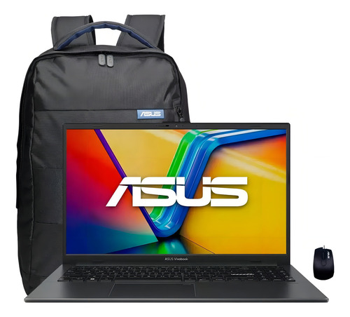 Notebook Asus Vivobook 15.6 I3 12V 8gb 256 SSD Mochila+cor do mouse misturada: preto