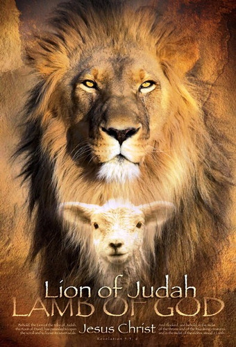 Imagem 2 de 4 de Quadro Em Madeira Mdf - Lion Of Judah Lamb Of God