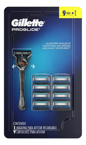 Gillette Proglide 1 Maquina De Afeitar + 9 Cartuchos