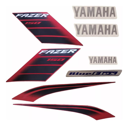 Faixa Jogo Adesivo Yamaha Fazer 150 Ubs 2022 2023 Vermelha