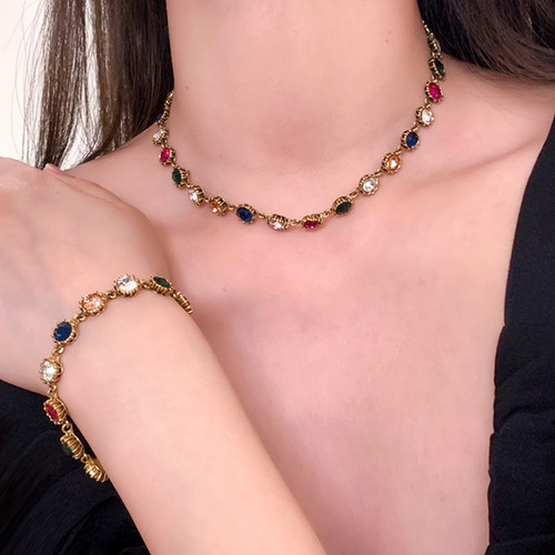 Collar Vintage Con Gemas, Pulsera Circular De Diamantes De C