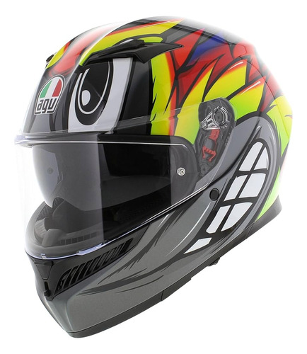 Casco Agv K3 Multi Mplk Birdy 2.0 C012 Gris Amarillo Rojo