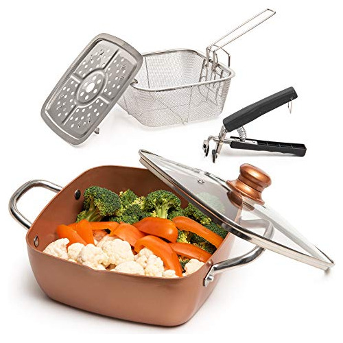 Copper 5 Piece Set Chef Cookware, 9.5 Non Stick Pan, De...