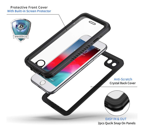 Estuche A Prueba De Agua Para iPhone SE 2020 Negro