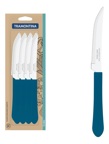 Conjunto De Facas Para Churrasco Tramontina Azul 12 Peças