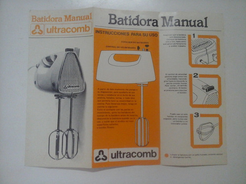 Viejo Folleto Instrucciones De Uso Batidora Manual Ultrabomb