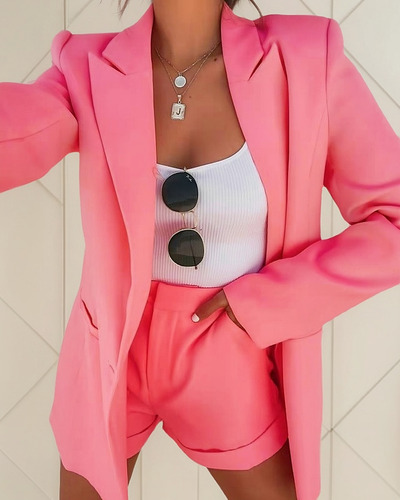 Conjuntos De Traje Con Blazer Y Pantalones Cortos De Regalo