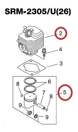 Kit Cilindro Y Pistón Desmalezadora Echo Srm-2305 Original
