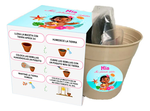 Kit Imprimible Portamaceta Para Kit Siembra Moana Bebé