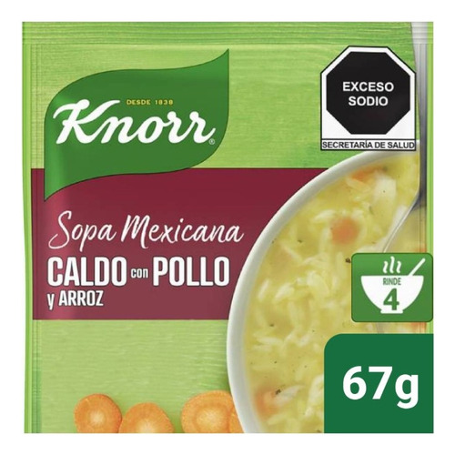 5 Pza Sopa Knorr Mexicana Caldo Con Pollo Y Arroz 67 G
