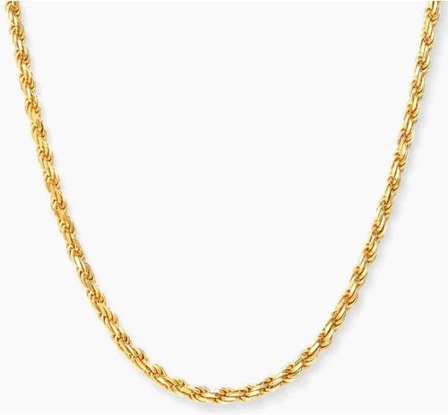 Cadena Torzal 2mm De Plata 925 Con Chapado En Oro 14k - 55cm