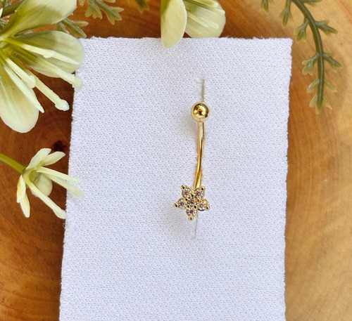 Piercing Intimo Genitál Umbigo Rook Coração Aço Cirúrgico Cor Florzinha Delicada Dourada