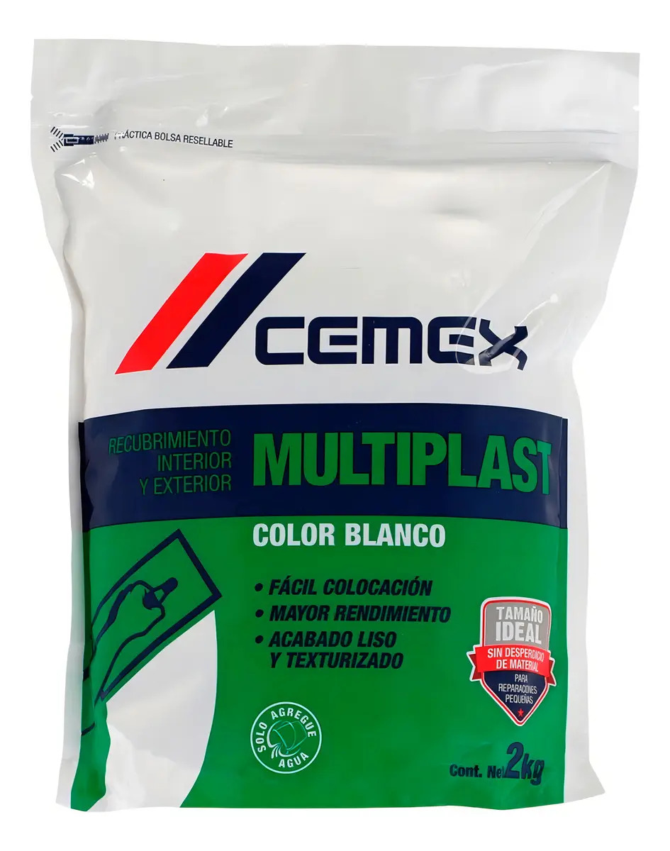 Estuco Multiplast Cemex Blanco Interior Exterior 2kg Recubrimiento
