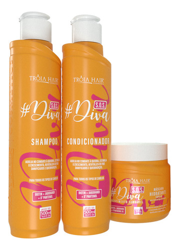 Kit Manutenção S.o.s Diva Tróia Hair 3x500ml