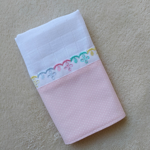 Kit 2 Fraldinhas De Boca Bebê Menina Poá Rosa Pronta Entrega