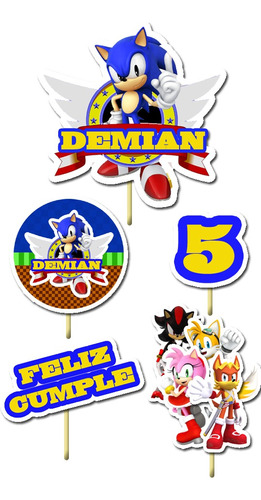 Sonic Cake Topper Adorno Torta Imprimible Personalizado