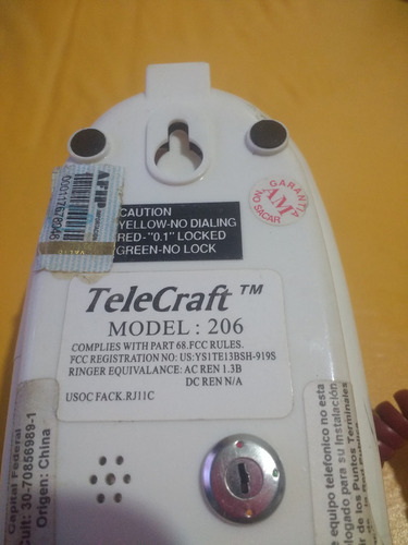 Telefono Fijo Telecraft 206 No Se Si Funciona A Probar!! (Usado)