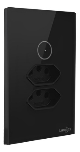 Interruptor Touch 1 Botão E 2 Tomadas 4x2 Lumenx Cor Preto 20a 127/220v