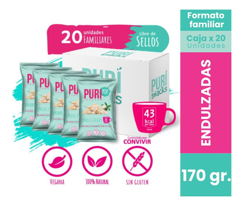 20 Cabritas Puripop Popcorn Endulzada Formato Familiar 