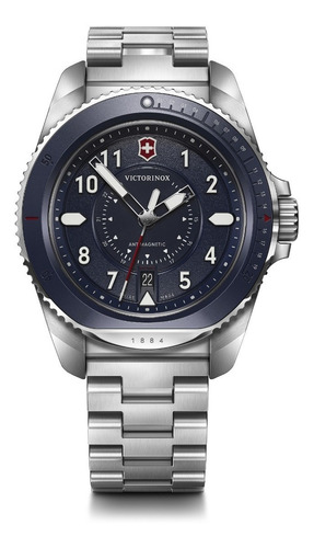 Victorinox Reloj Journey 1884, Caballero, Brazalete, Azul Correa Plateado Bisel Plateado