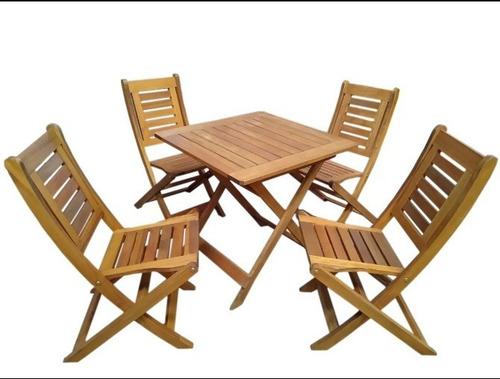 Imagen 3 de 5 de Mesa Plegable Madera 75x75 Eucalipto Pintada Exterior Bar