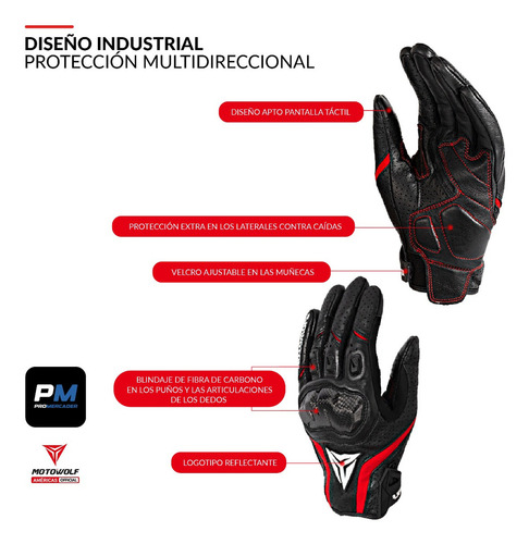 Guantes Moto Motowolf 0305 Piel Transpirable Táctil Premium Talla Xl