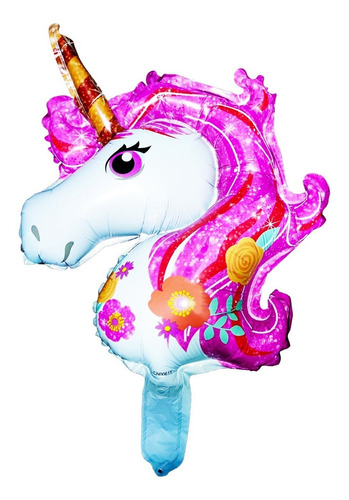 20 Globo Unicornio 3d Metalizado 45cm Souvenir Cumple Niña