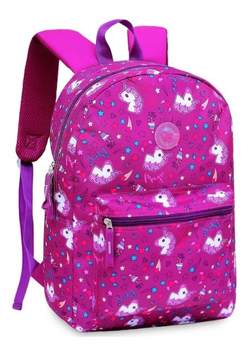 Mochila Escolar Juvenil G Clio Mf2154 Unicórnio Cor Violeta