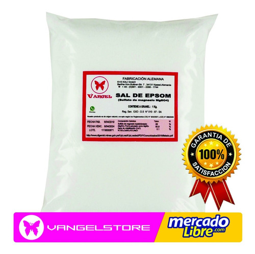 Sal De Epson , Sal Inglesa, 100% Sulfato De Magnesio Vangel