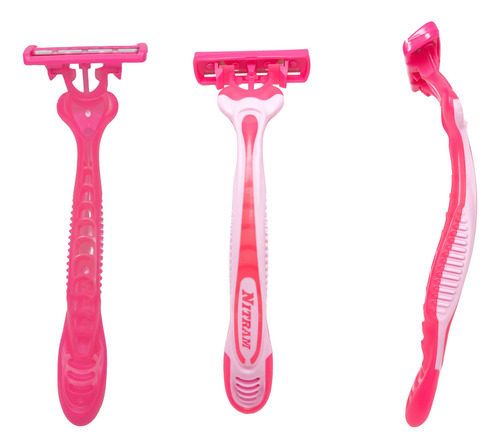 15 Paquetes Rastrillo Rosa Mujer Nitram Triple Hoja Calidad