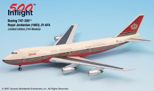 Alia Rojo Esquema Jy-afa 747 200 Avion Modelo Miniatura #