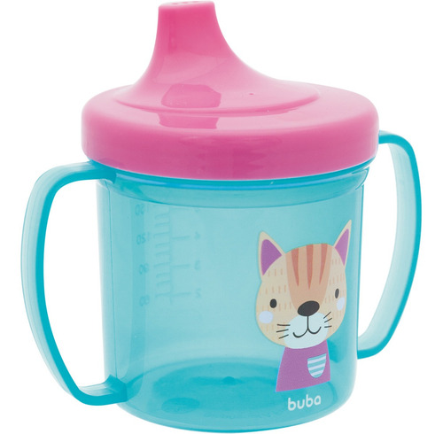 Copo Com Alça E Bico Rígido 180 Ml Tigrinho Ou Gatinho, Buba