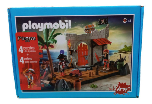 2 Rompecabezas Playmobil + 4 Laminas Para Pintar