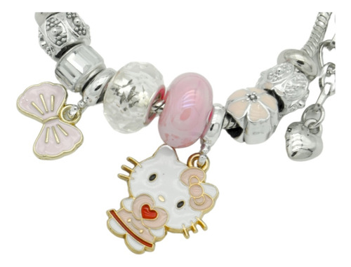 Set 2 Pulseras Acero Inoxidable Hello Kitty Corazon
