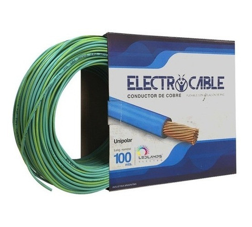 Cable Unipolar 1.5mm Rollo 100mt Electrocable Verde/amarillo