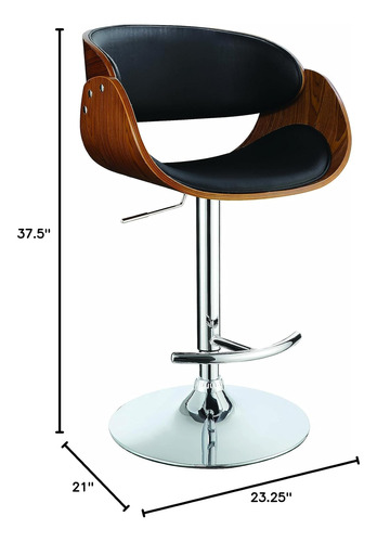 Taburete De Bar Ajustable Negro Y Cromado