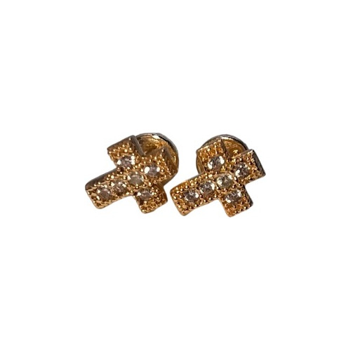 Arete Topo Tuerca Seguridad Cruz Oro Laminado 18k