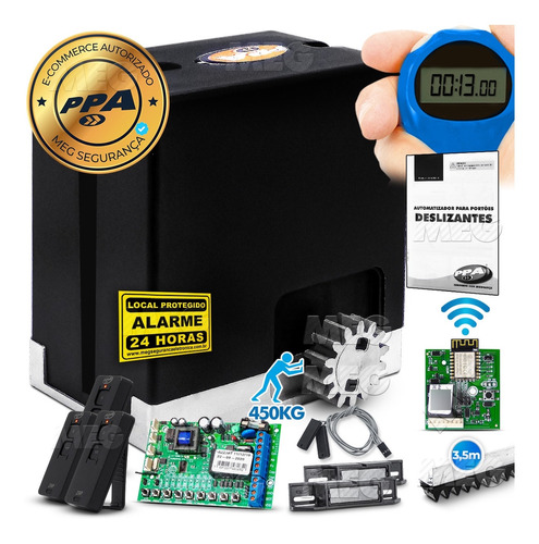 Kit 1 Motor Ppa Dz Hub Wifi 3,5m Crem 3 Control Portão 450kg