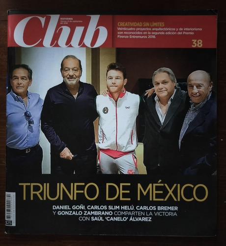 Saul El Canelo Alvarez En Revista Club Reforma Año-2018