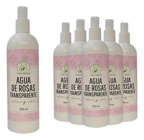 Agua De Rosas Hidratante Transparente (500ml) 6 Pack Momento De Aplicación Día/noche Tipo De Piel Todo Tipo De Piel