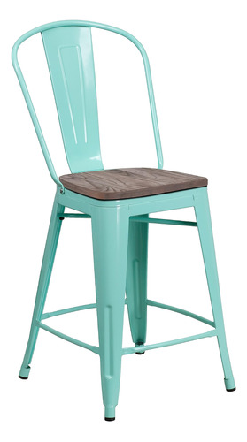 Flash Furniture Carly Taburete De Metal Verde Menta De 24 Pu