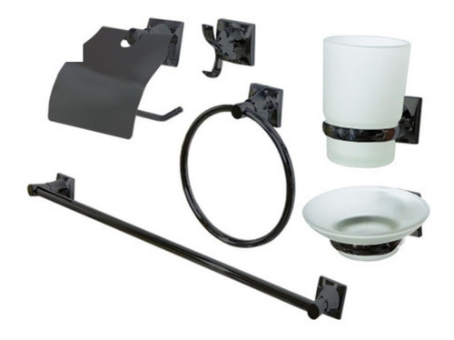 Kit Accesorios De Baño Mozart 9318 6 Piezas Negro Acero