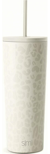 Simple Modern Insulated Tumbler With Lid And Straw | Iced Color Pattern: Cream Leopard
