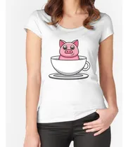 Comprar Remera Taza De Té Cerdo Tocino Presente Dibujos Animados Cóm