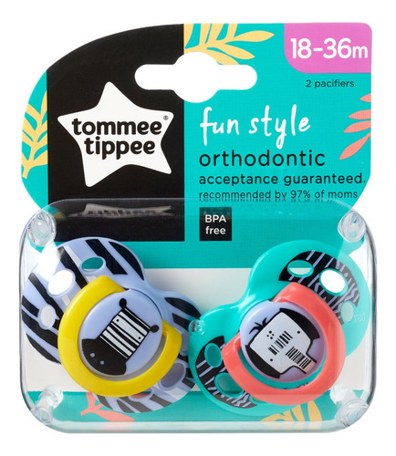 Chupon Tommee Tippee Fun Style 2 Piezas 18-36m Ortodoncia
