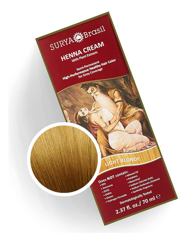 Surya Brasil Productos Crema De Henna, Rubio Claro, 2.37 Onz