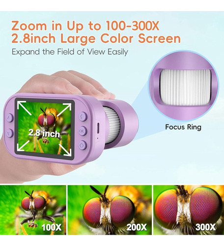 Microscope For Kids - 300x Zoom Digital Microscope With...