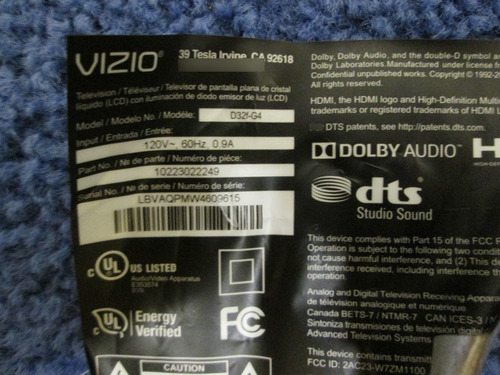 Tarjeta Main Vizio D32f-g4 Tpd.mt5581t.pb759 (Usado)