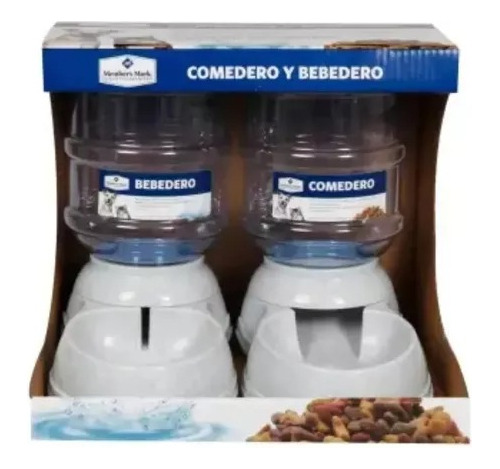 2 Comedero Dispensador Doble Alimento Y Agua Perros Gatos