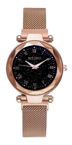 Reloj Para Mujer Cielo Estrellado Pulso Magnetico Dorado